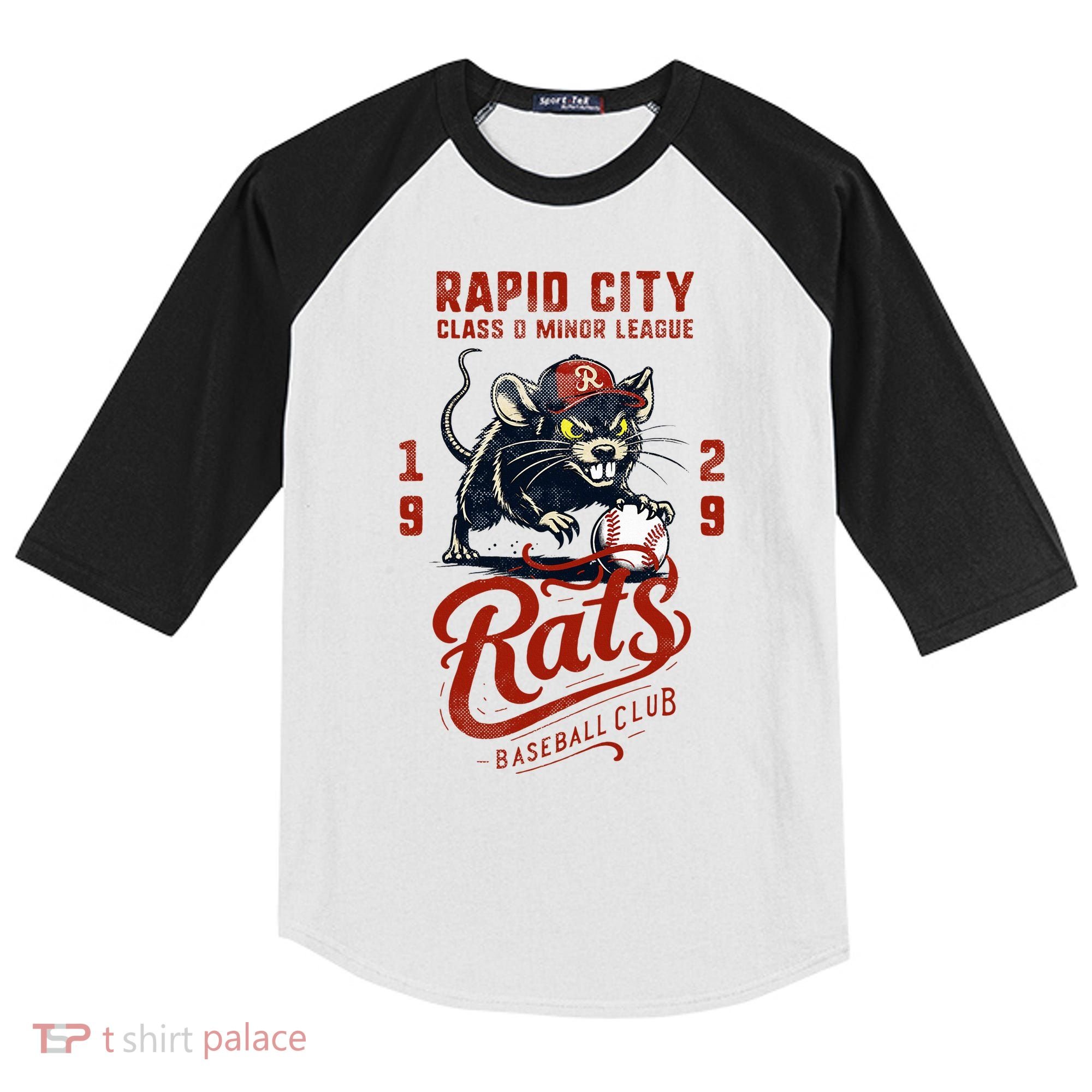Rapid City Rats Retro Minor League Baseball Team Kids Colorblock Raglan Jersey