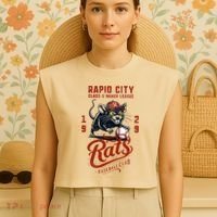 Rapid City Rats Retro Minor League Baseball Team Garment-Dyed Women's Muscle Tee thumb 4