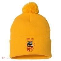 Rapid City Rats Retro Minor League Baseball Team Pom Pom 12in Knit Beanie thumb 0