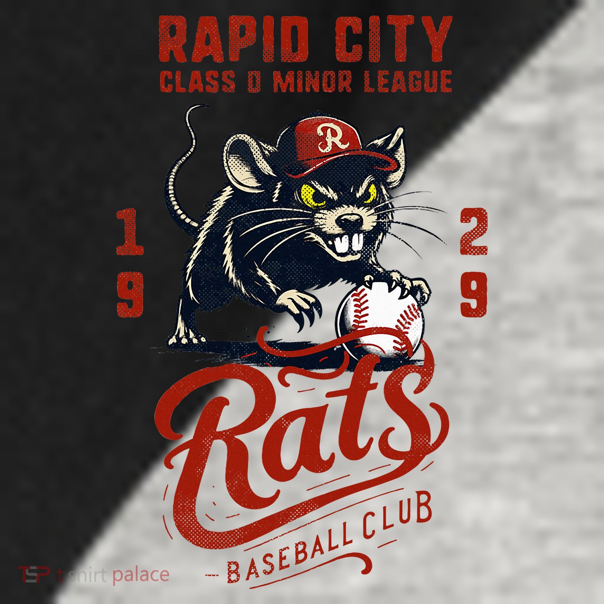 Rapid City Rats Retro Minor League Baseball Team Raglan Baseball Sleeve Shirt