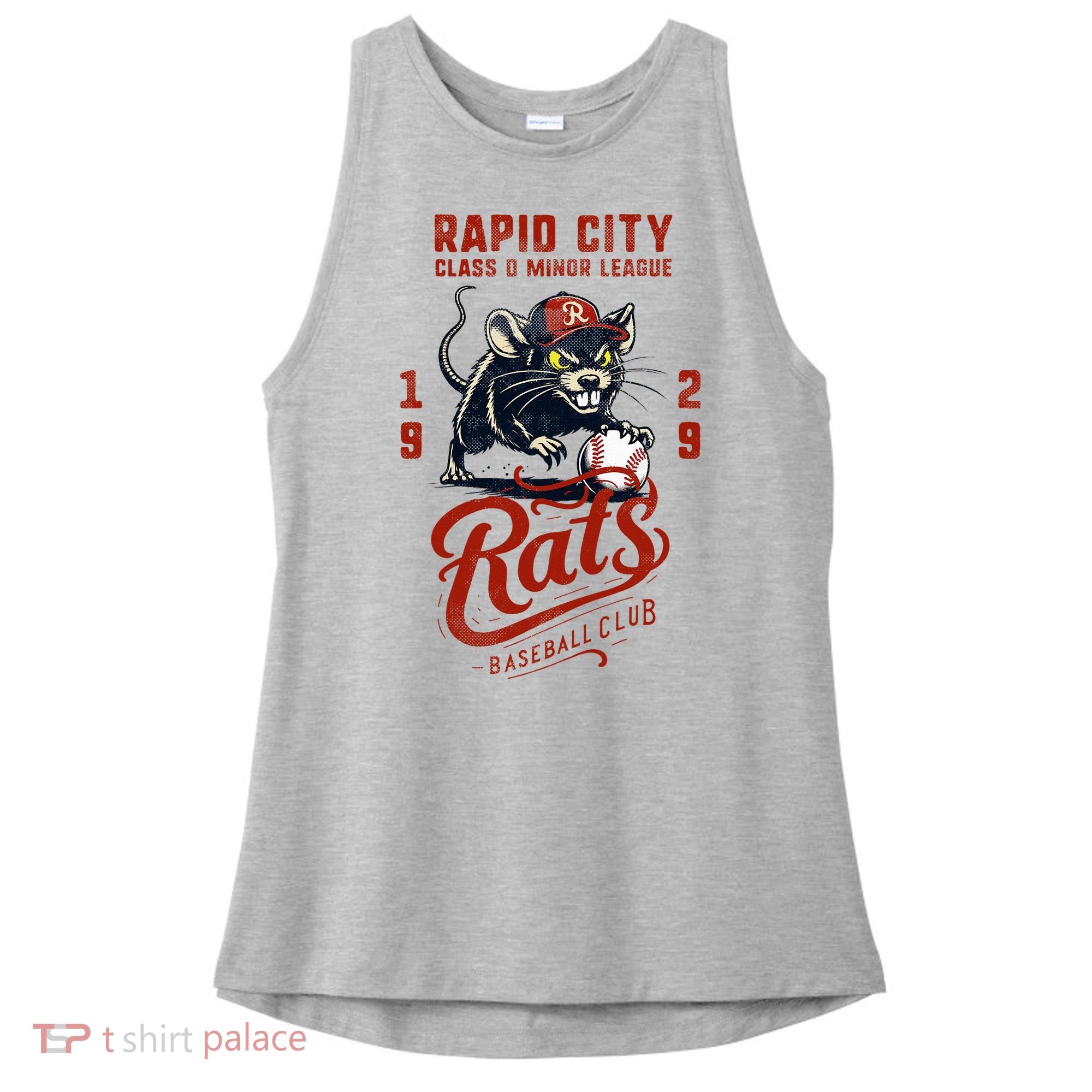 Rapid City Rats Retro Minor League Baseball Team Ladies PosiCharge Tri-Blend Wicking Tank