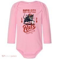 Rapid City Rats Retro Minor League Baseball Team Baby Long Sleeve Bodysuit thumb 0