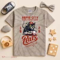 Rapid City Rats Retro Minor League Baseball Team Kids Tie-Dye T-Shirt thumb 2