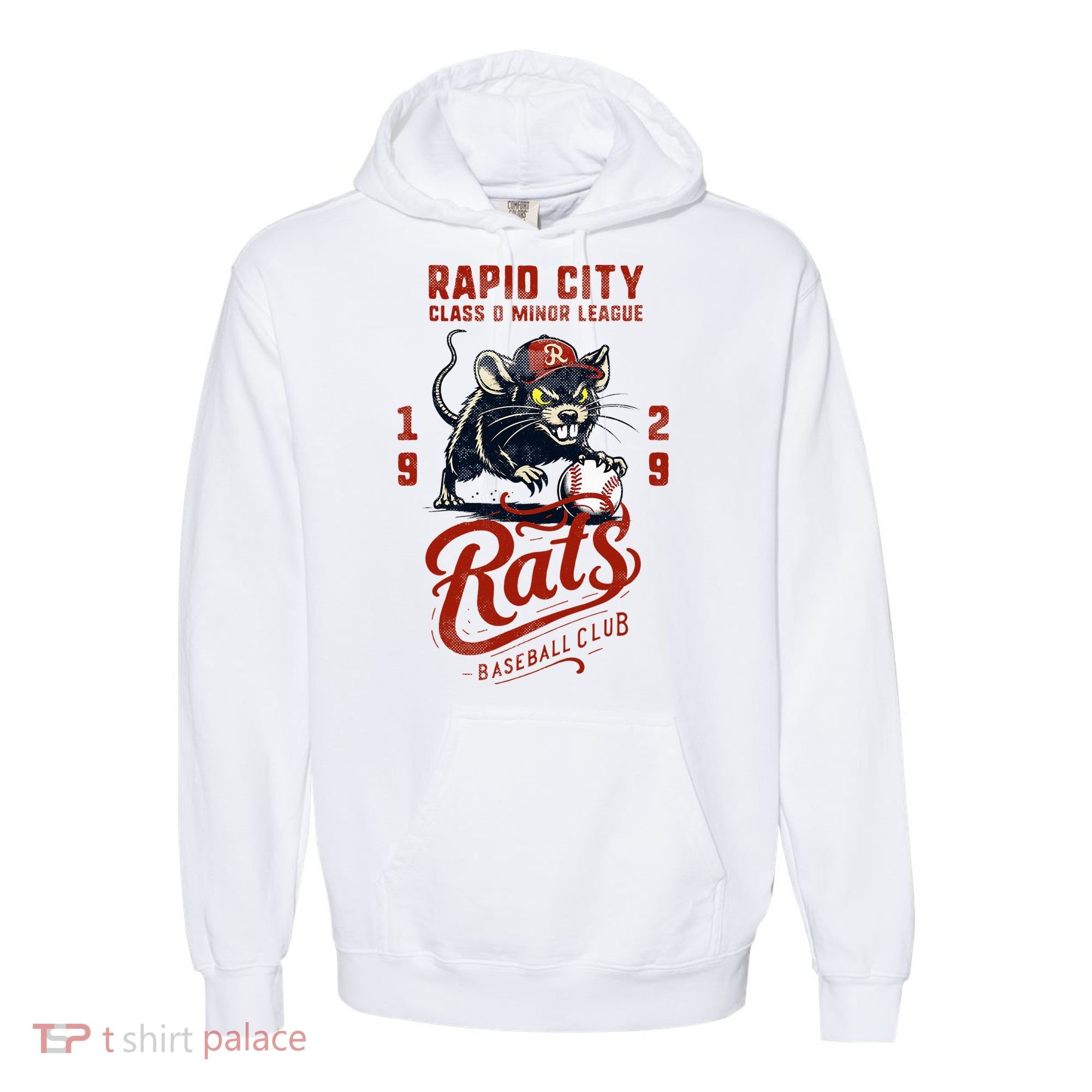 Rapid City Rats Retro Minor League Baseball Team Comfort Colors Garment-Dyed Hooded Sweatshirt
