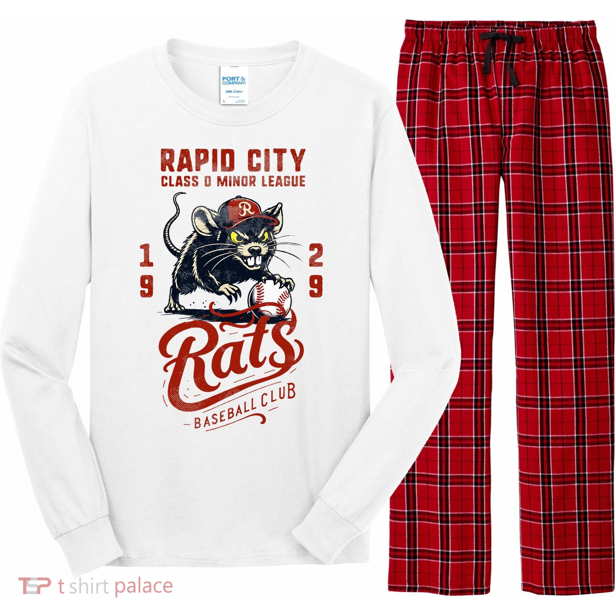 Rapid City Rats Retro Minor League Baseball Team Long Sleeve Pajama Set