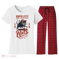 Rapid City Rats Retro Minor League Baseball Team Women's Flannel Pajama Set thumb 0