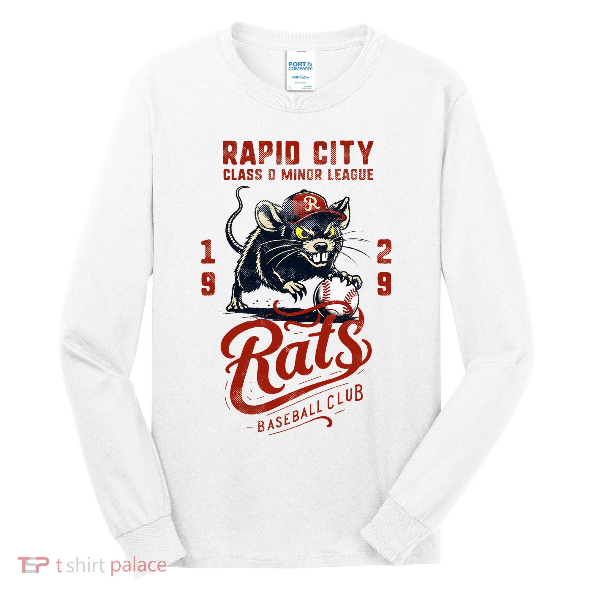 Rapid City Rats Retro Minor League Baseball Team Tall Long Sleeve Shirt