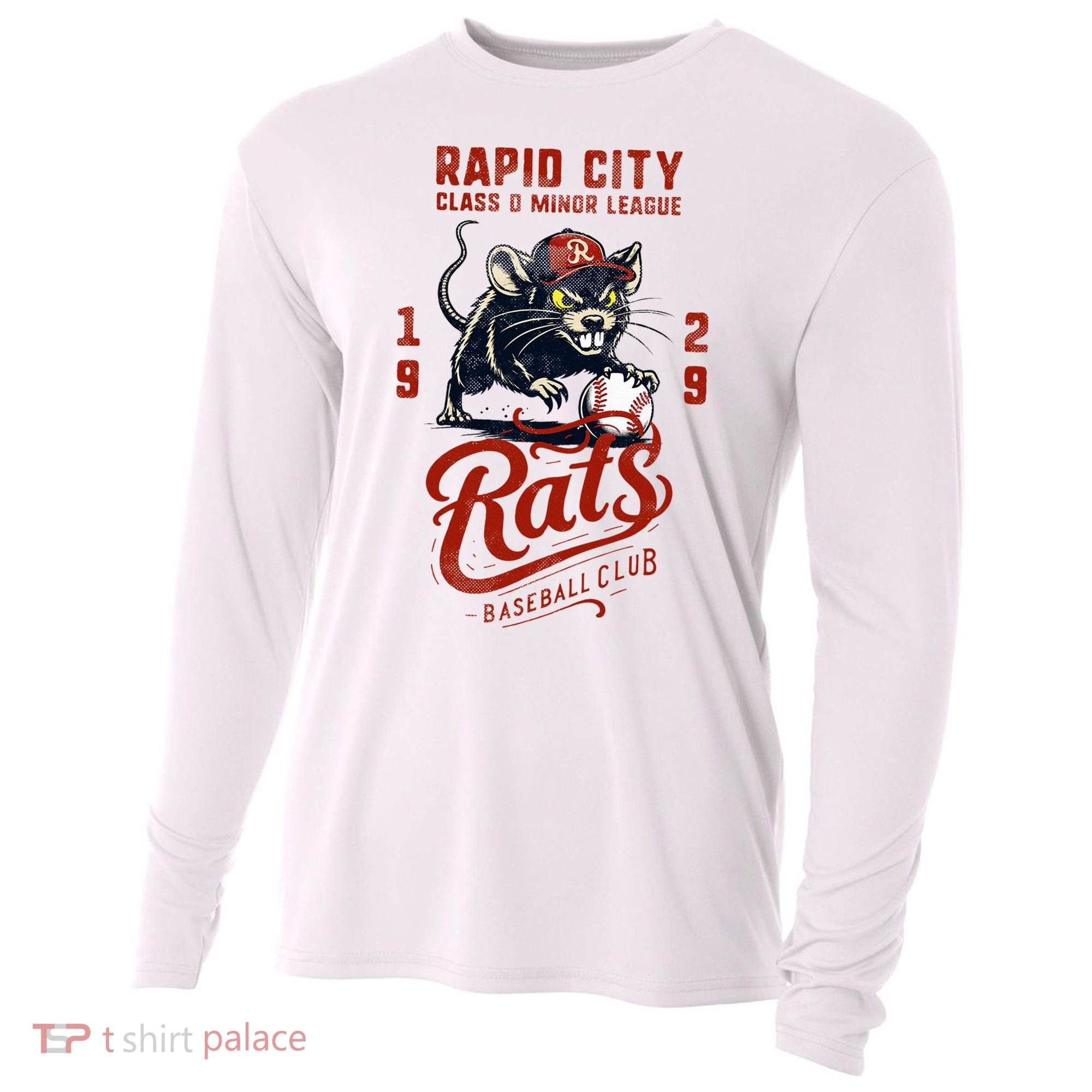 Rapid City Rats Retro Minor League Baseball Team Cooling Performance Long Sleeve Crew