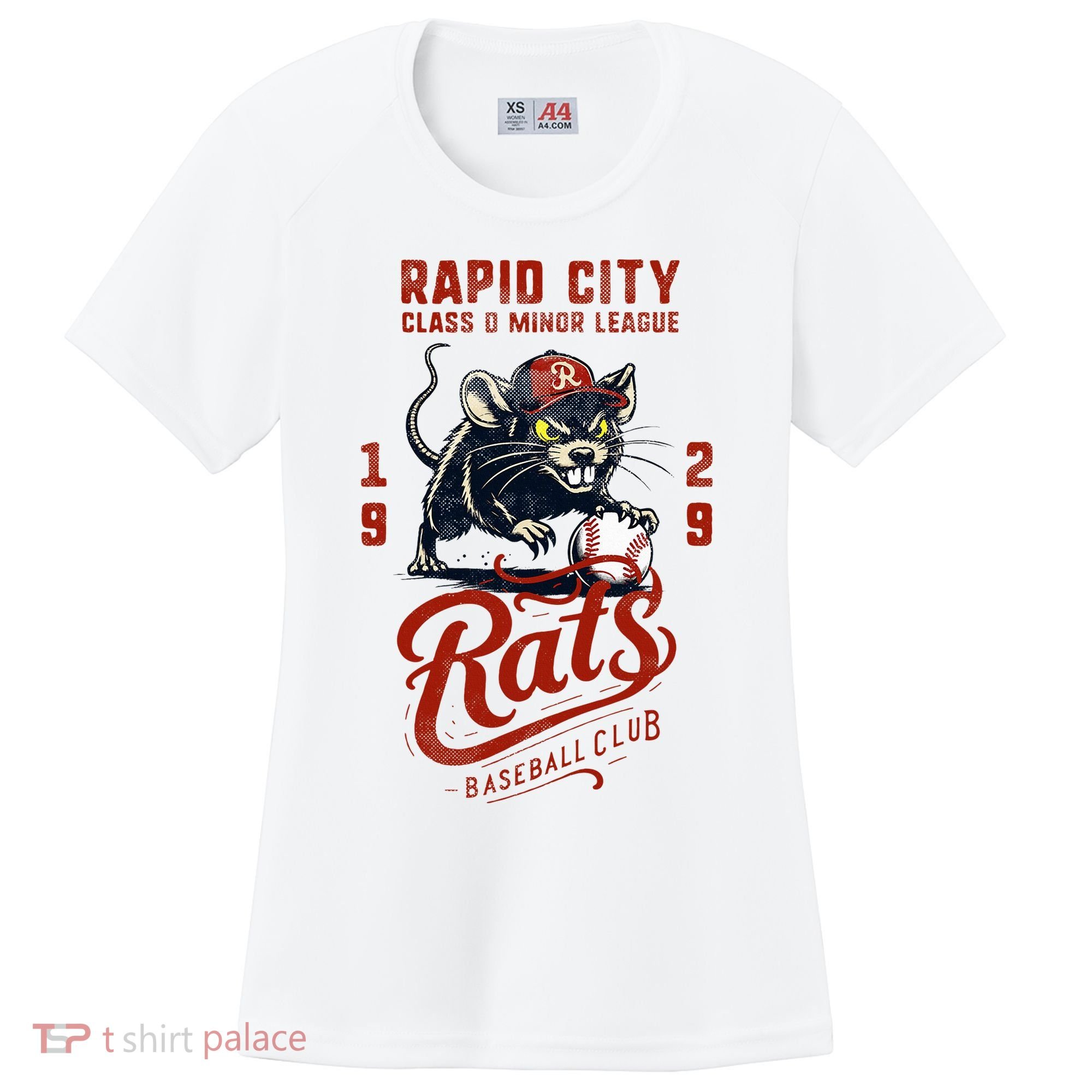 Rapid City Rats Retro Minor League Baseball Team Women's Cooling Performance Crew T-Shirt