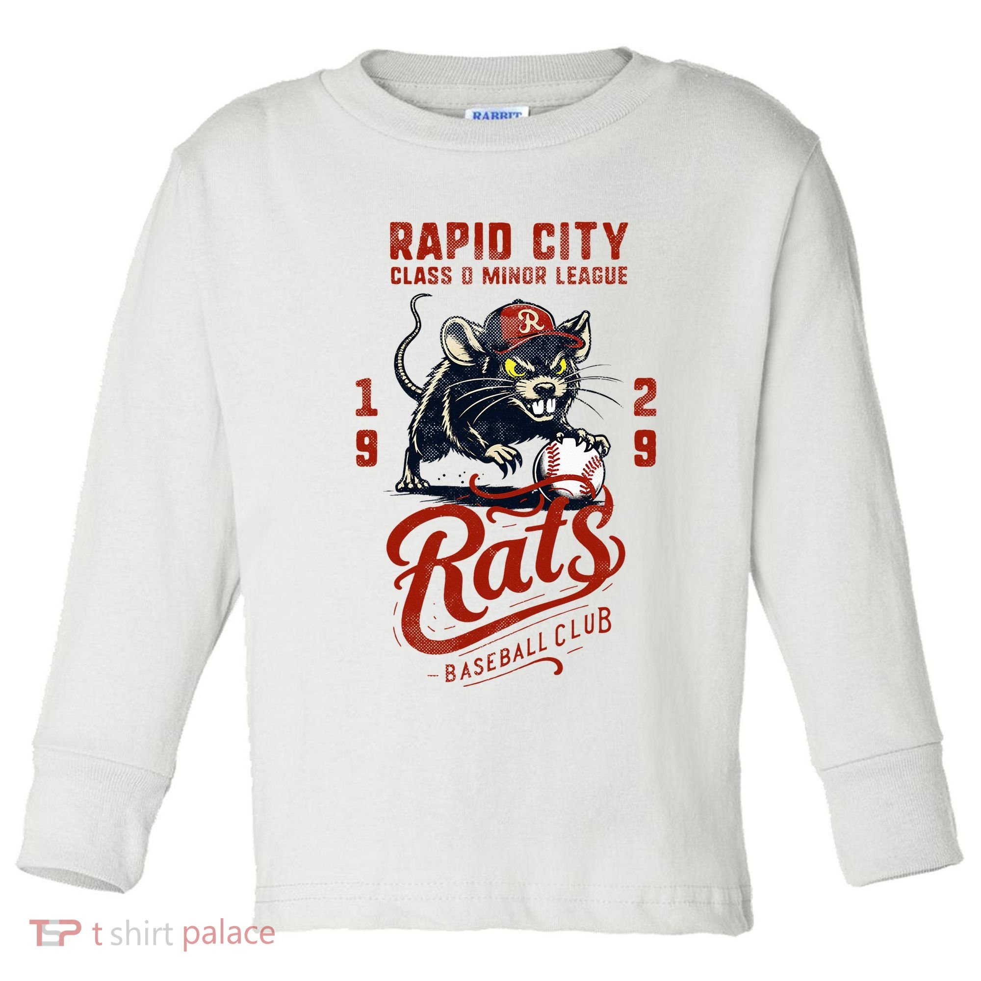 Rapid City Rats Retro Minor League Baseball Team Toddler Long Sleeve Shirt