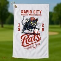 Rapid City Rats Retro Minor League Baseball Team Golf Towel thumb 1
