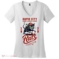 Rapid City Rats Retro Minor League Baseball Team Women's V-Neck T-Shirt thumb 0