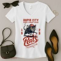 Rapid City Rats Retro Minor League Baseball Team Women's V-Neck T-Shirt thumb 2