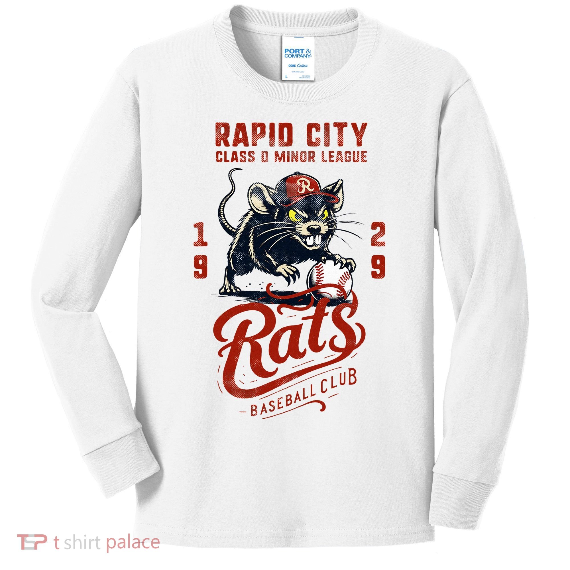 Rapid City Rats Retro Minor League Baseball Team Kids Long Sleeve Shirt