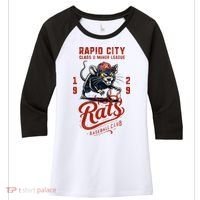 Rapid City Rats Retro Minor League Baseball Team Women's Tri-Blend 3/4-Sleeve Raglan Shirt thumb 0
