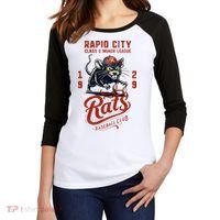 Rapid City Rats Retro Minor League Baseball Team Women's Tri-Blend 3/4-Sleeve Raglan Shirt thumb 2