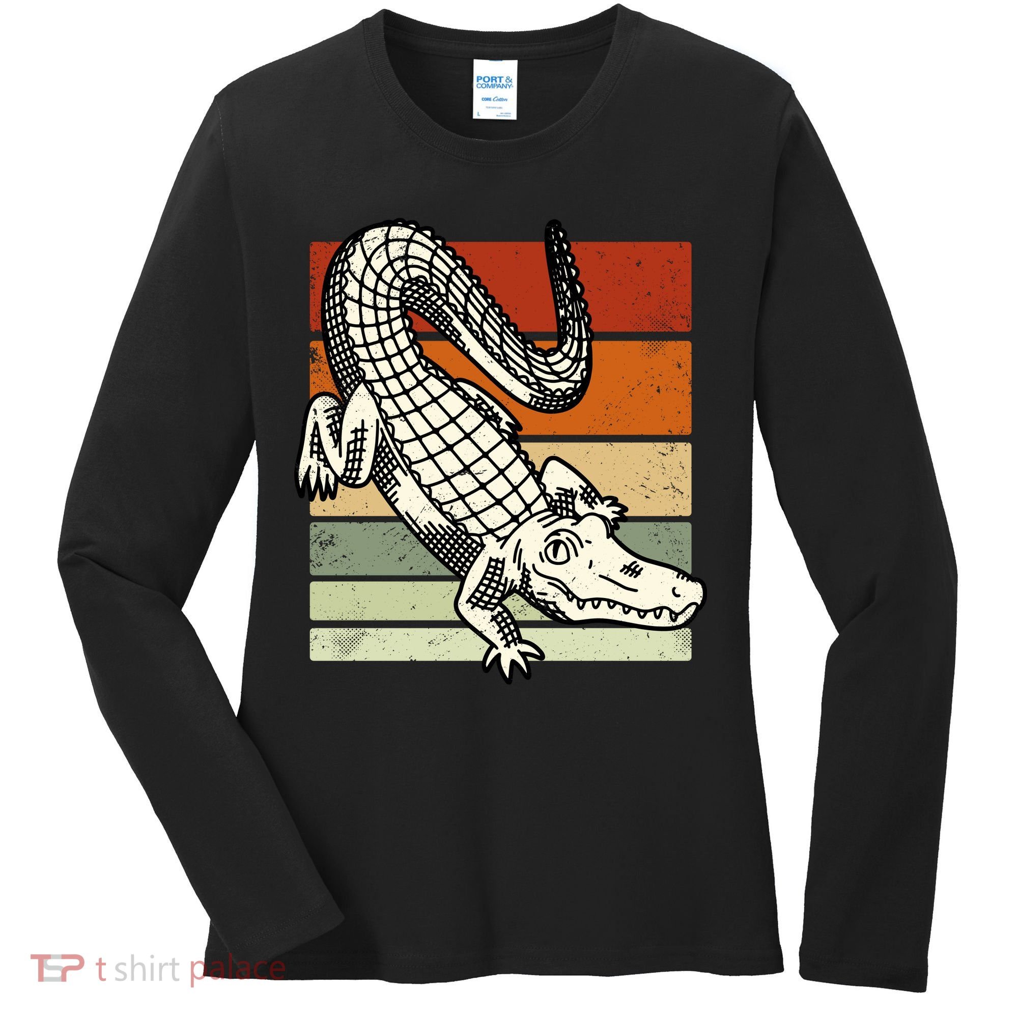 Retro Crocodile Women's Long Sleeve Shirt