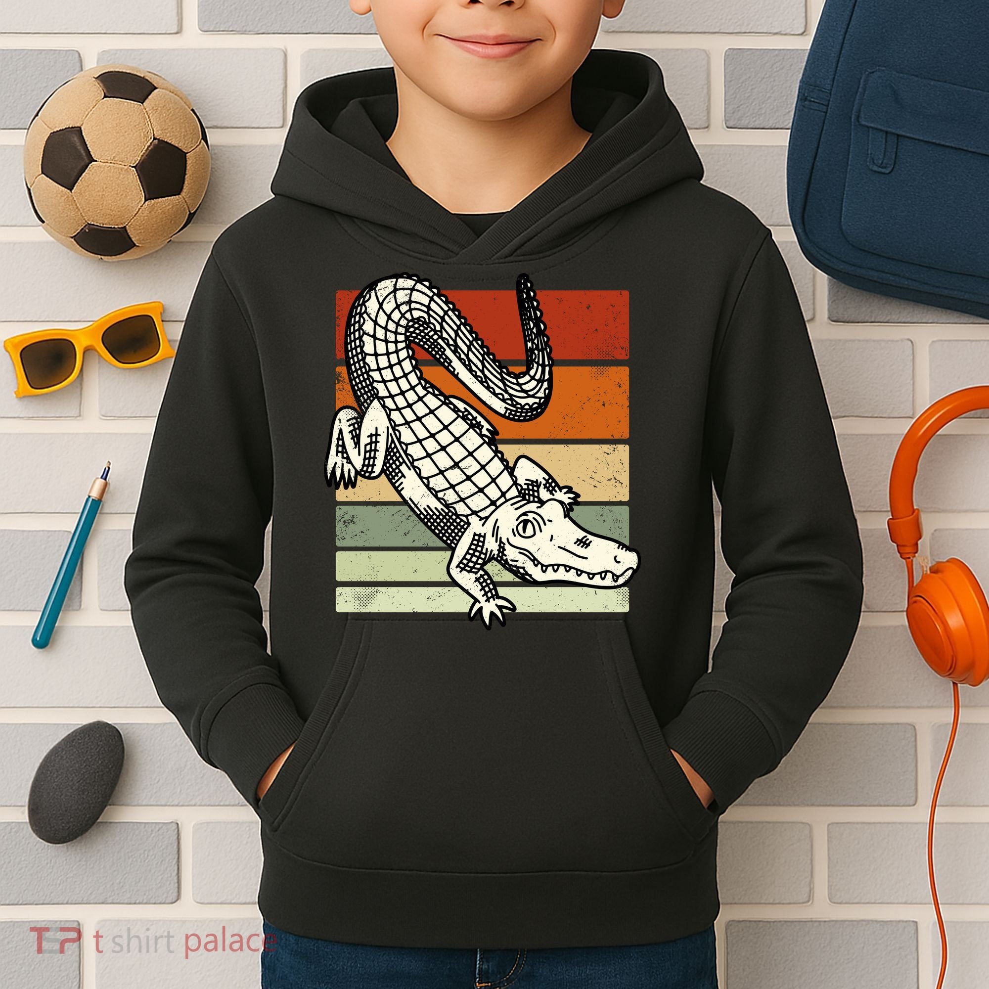 Retro Crocodile Kids Hoodie