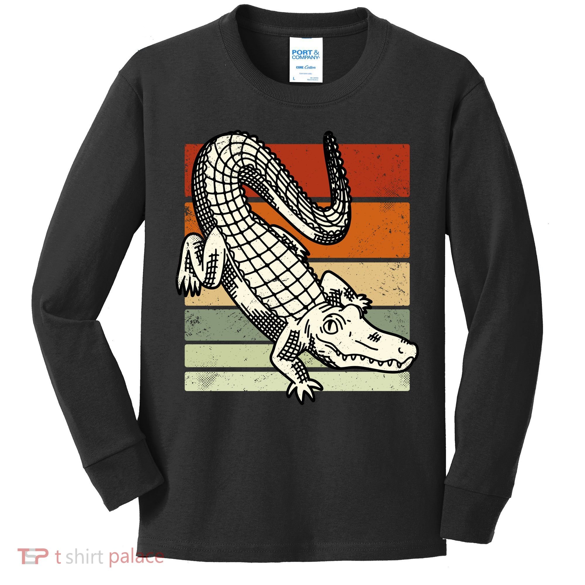 Retro Crocodile Kids Long Sleeve Shirt
