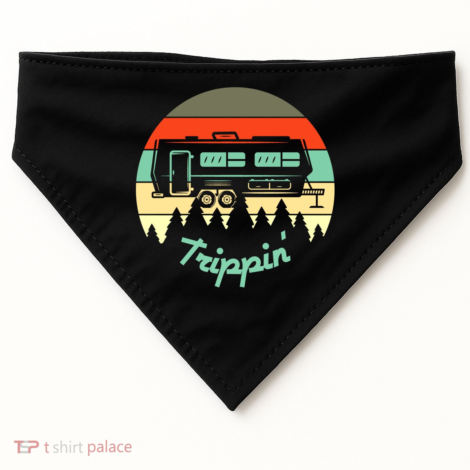 Rv Camper Road Trip Travel Trippin' Cool Gift USA-Made Doggie Bandana