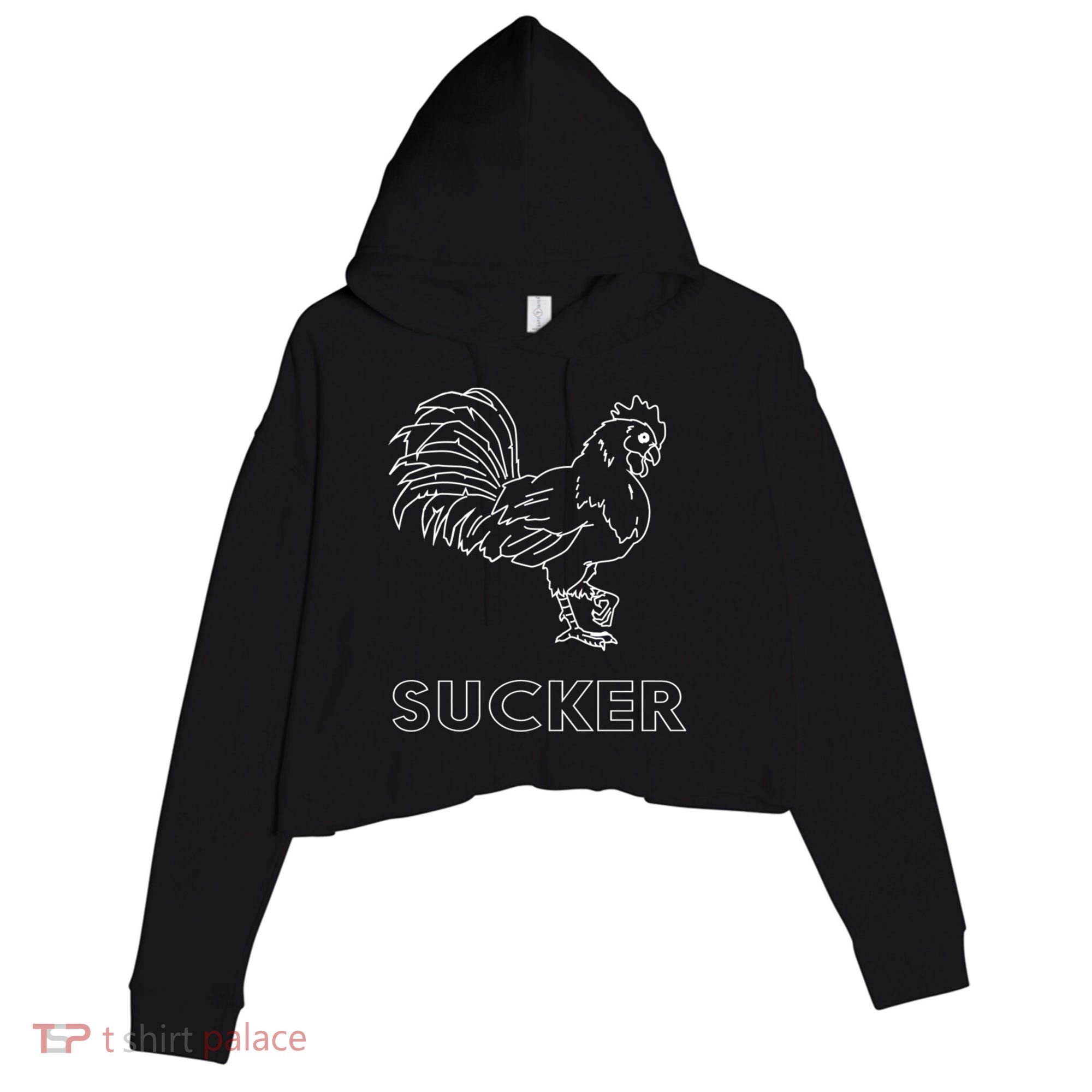 Rooster Cock Sucker Crop Fleece Hoodie