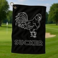Rooster Cock Sucker Golf Towel thumb 1