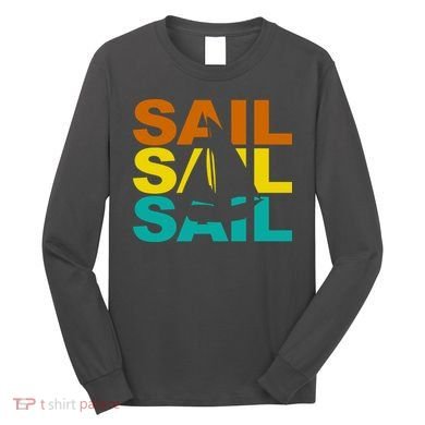 Retro Colorful Sail Sailing Boat Hobby Long Sleeve Shirt