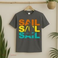 Retro Colorful Sail Sailing Boat Hobby T-Shirt thumb 2