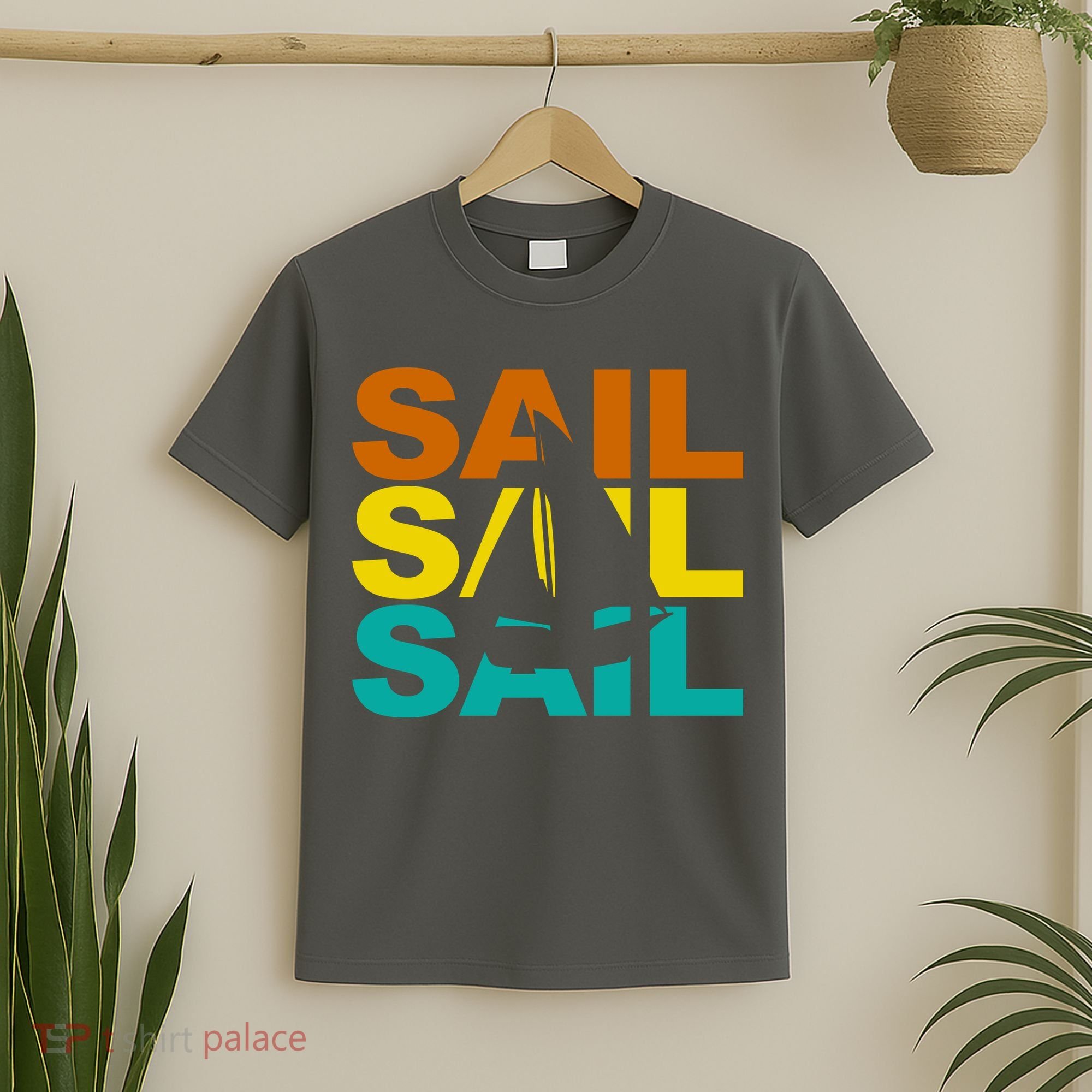 Retro Colorful Sail Sailing Boat Hobby T-Shirt