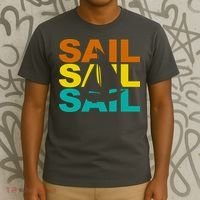 Retro Colorful Sail Sailing Boat Hobby T-Shirt thumb 3