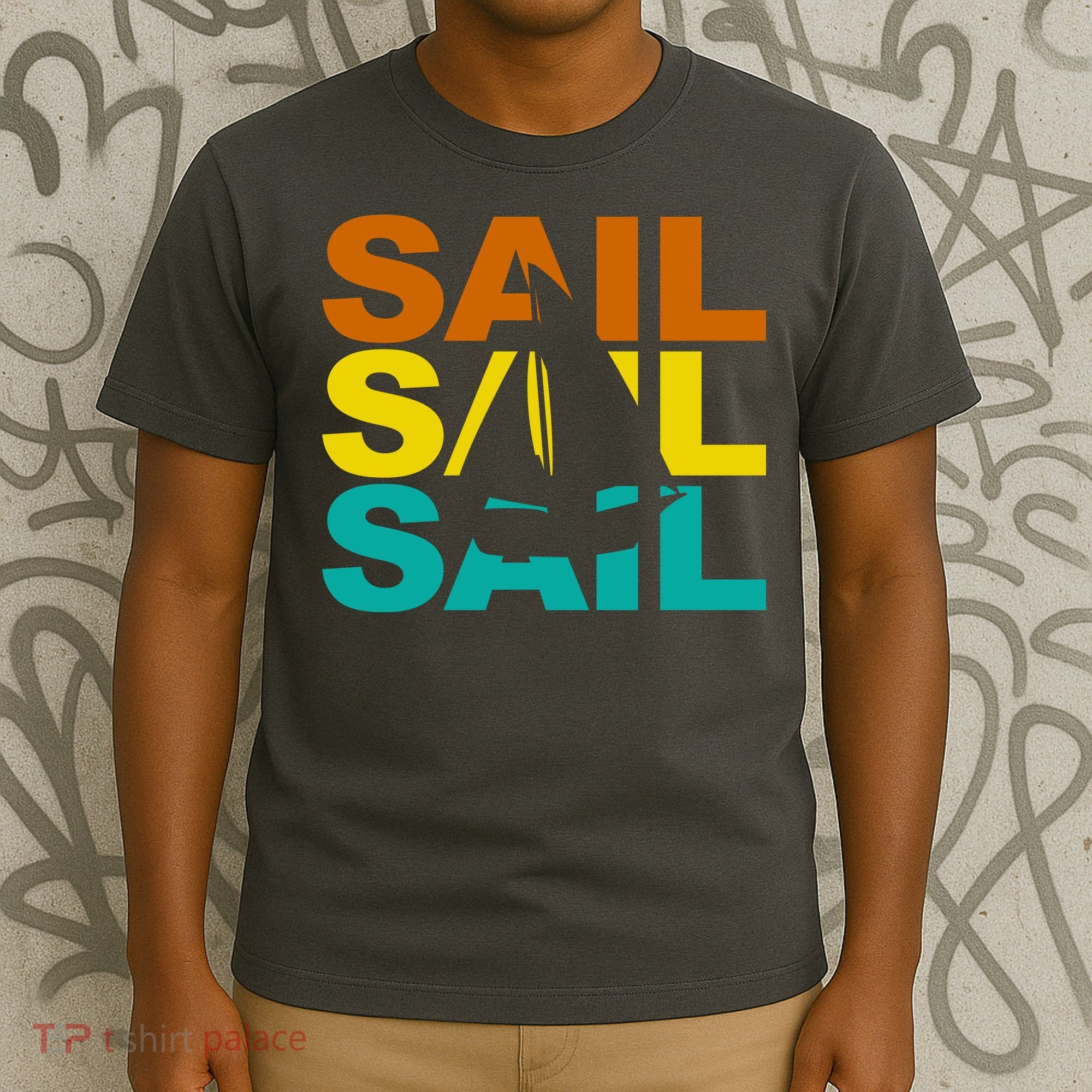 Retro Colorful Sail Sailing Boat Hobby T-Shirt