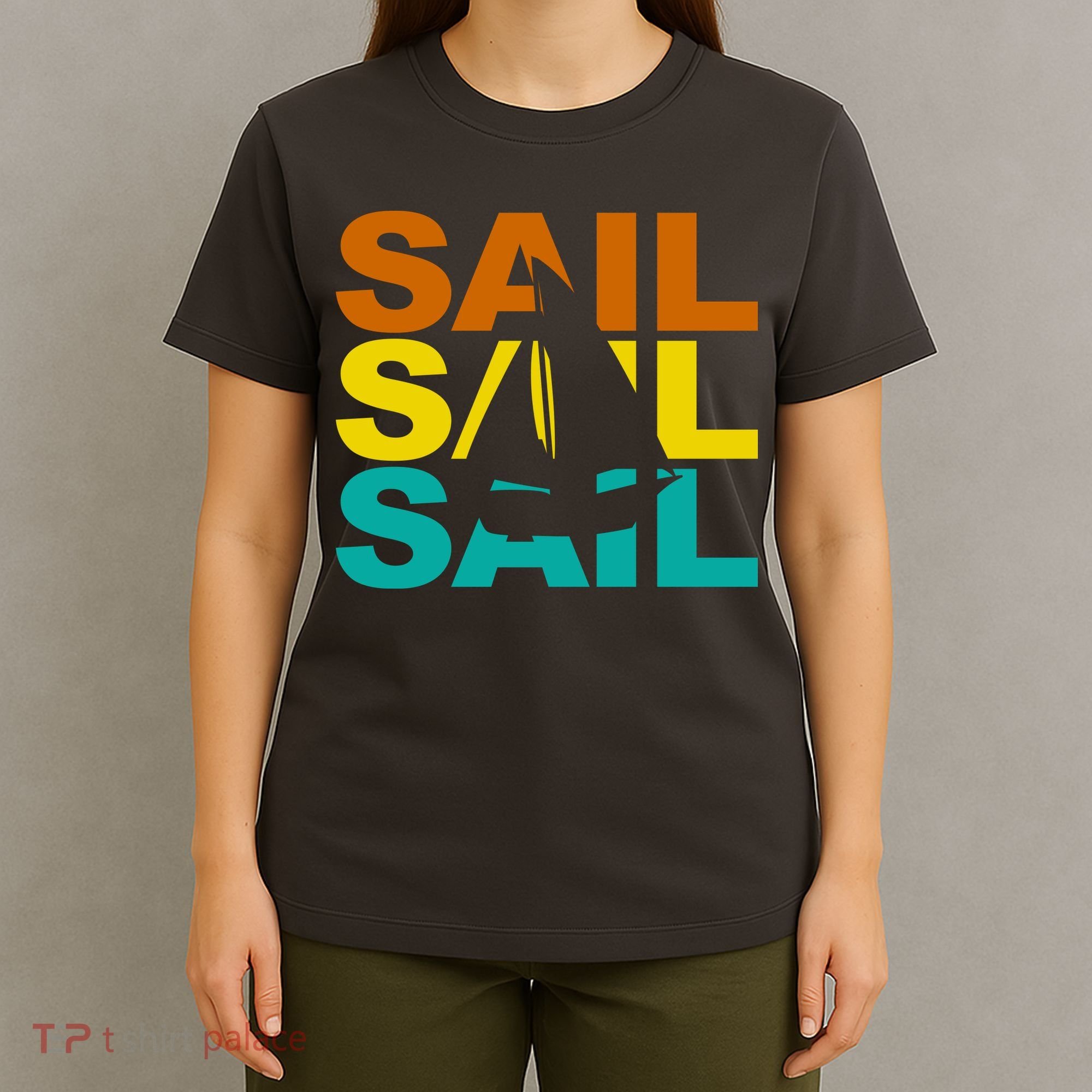 Retro Colorful Sail Sailing Boat Hobby T-Shirt