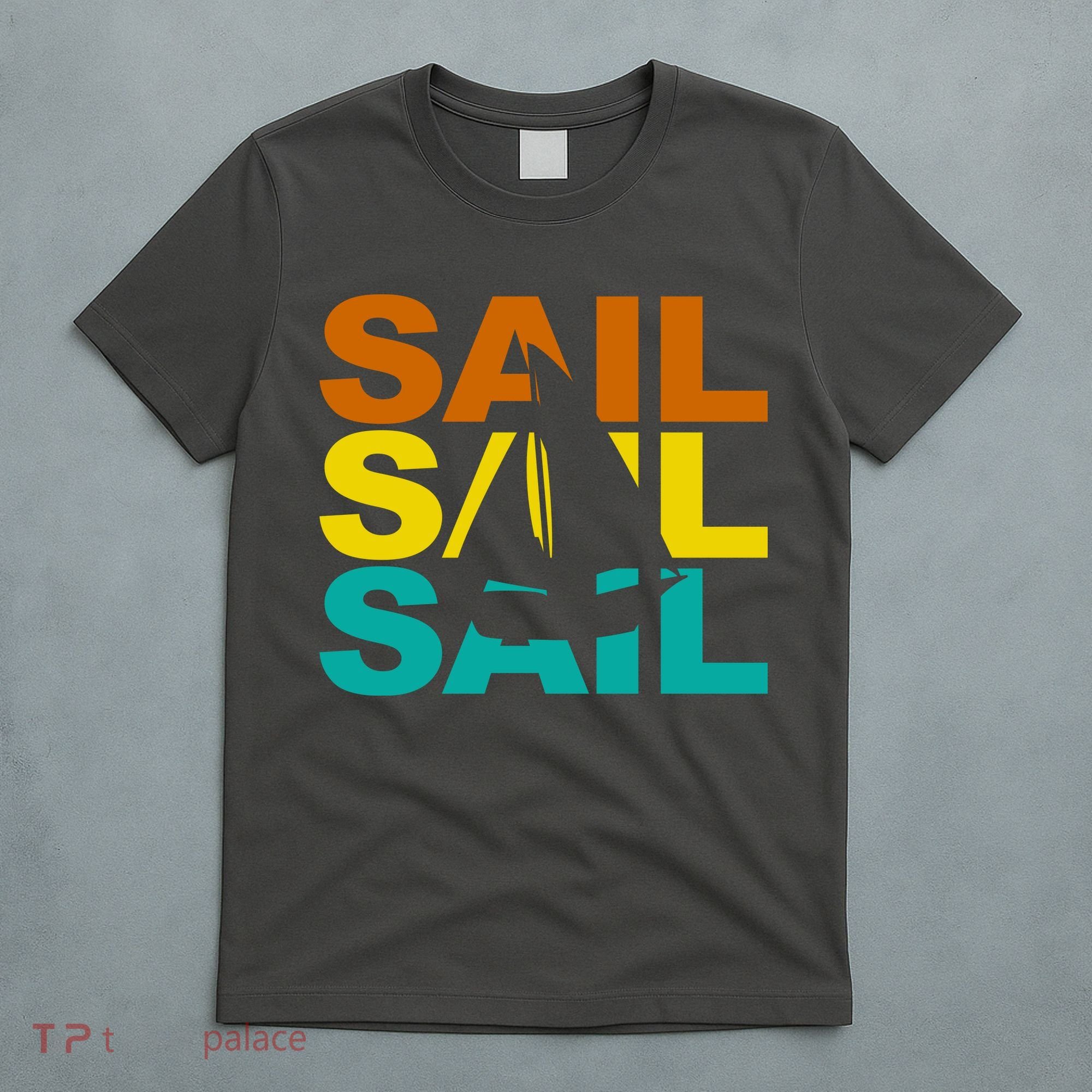 Retro Colorful Sail Sailing Boat Hobby T-Shirt