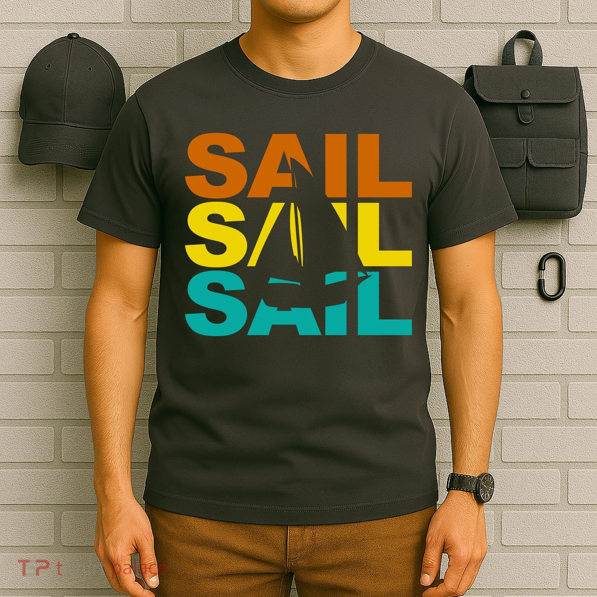 Retro Colorful Sail Sailing Boat Hobby T-Shirt