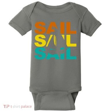 Retro Colorful Sail Sailing Boat Hobby Baby Bodysuit