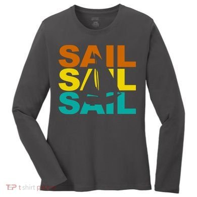 Retro Colorful Sail Sailing Boat Hobby Women's Long Sleeve Shirt