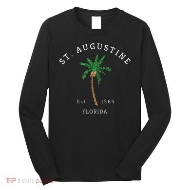 Retro Cool St. Augustine Florida Colorful Palm Tree Novelty Long Sleeve Shirt