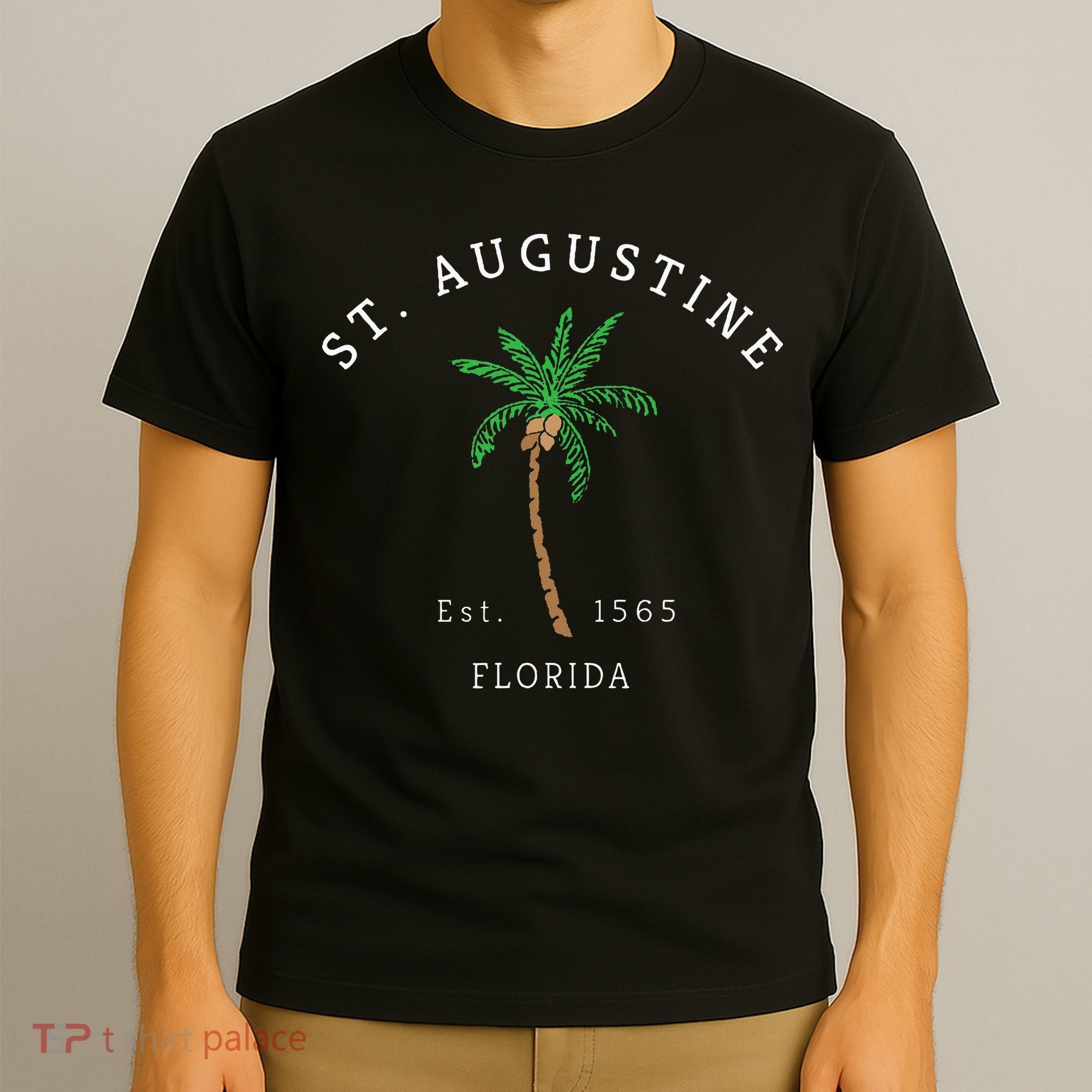 Retro Cool St. Augustine Florida Colorful Palm Tree Novelty T-Shirt