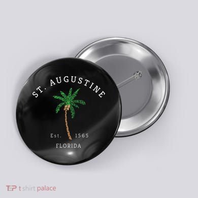 Retro Cool St. Augustine Florida Colorful Palm Tree Novelty Button