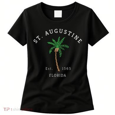 Retro Cool St. Augustine Florida Colorful Palm Tree Novelty Women's T-Shirt
