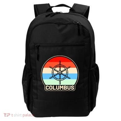 Retro Columbus Ship Wheel Backpack