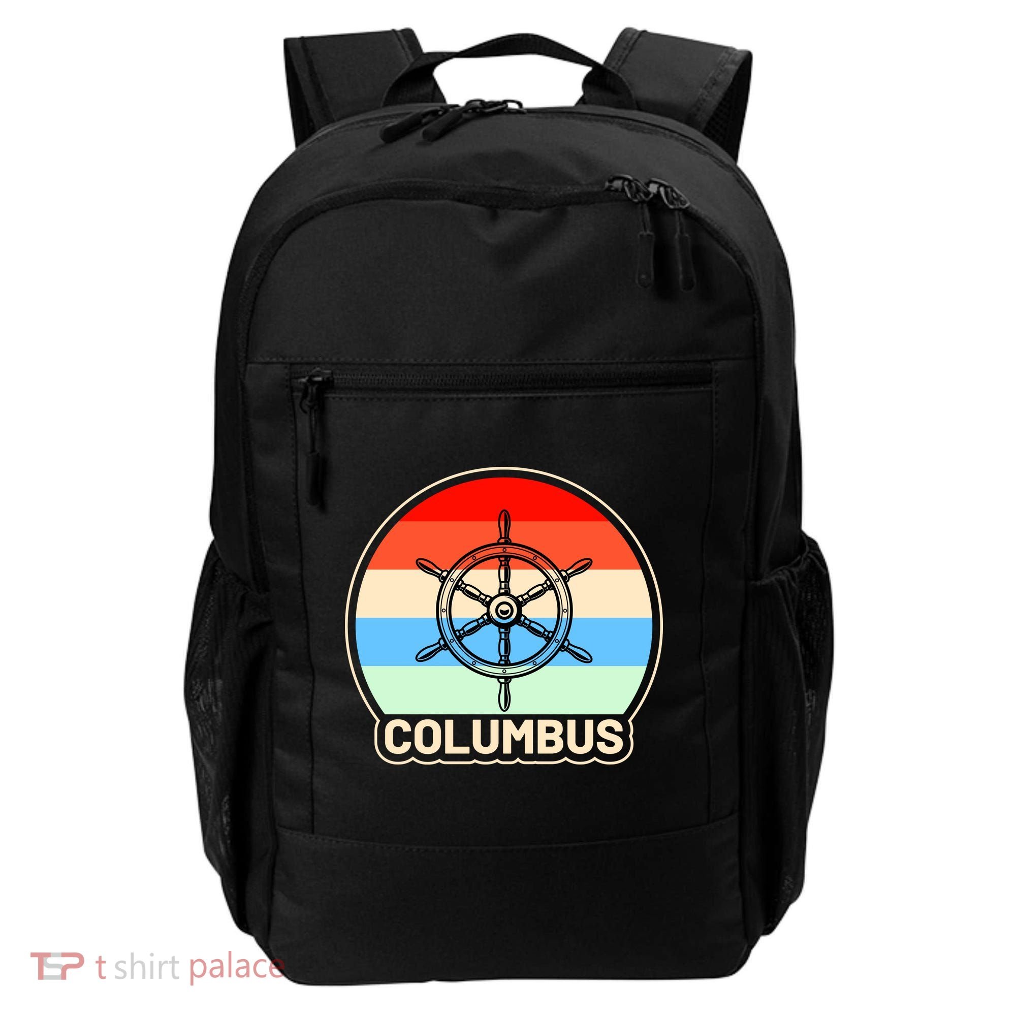 Retro Columbus Ship Wheel Backpack