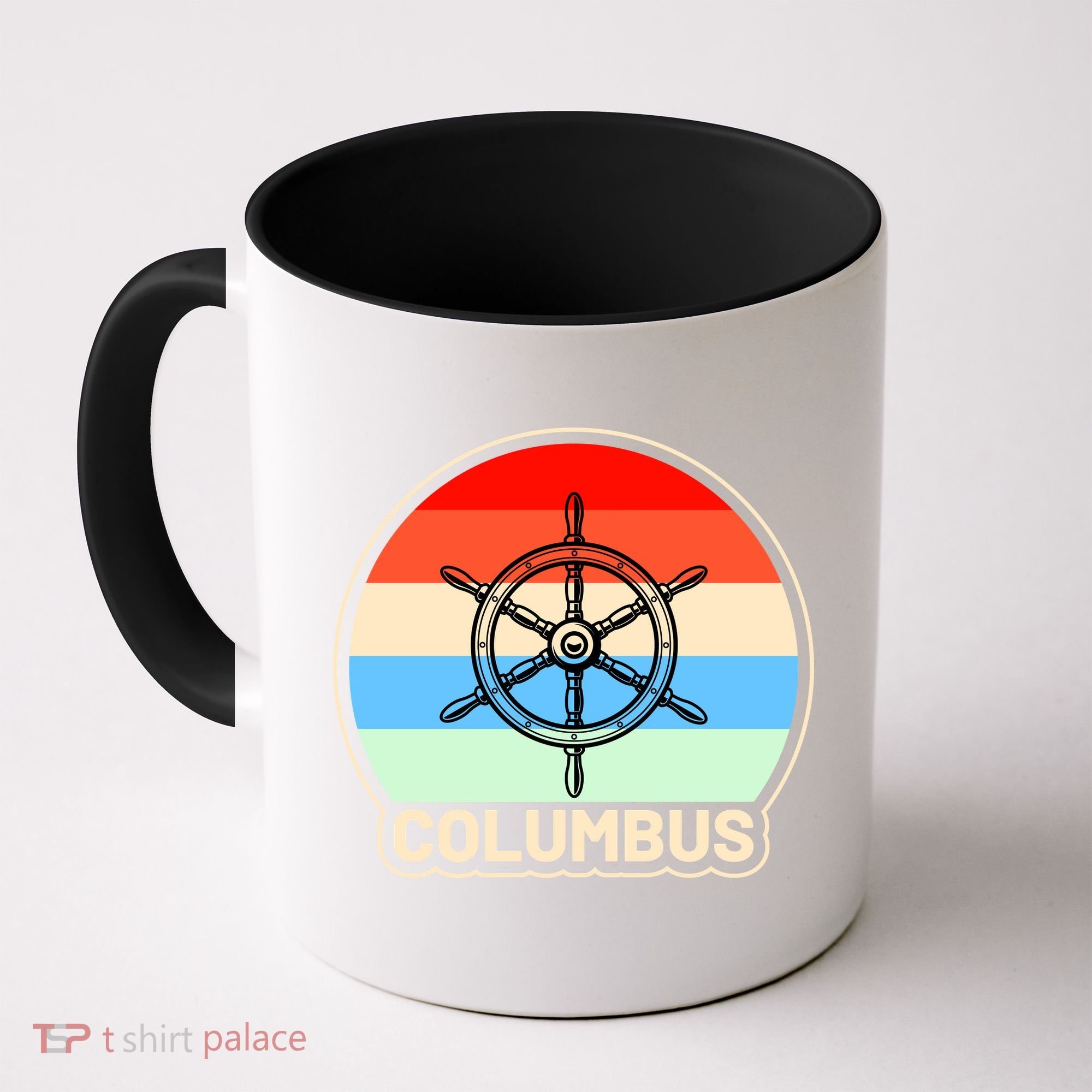 Retro Columbus Ship Wheel Coffee Mug