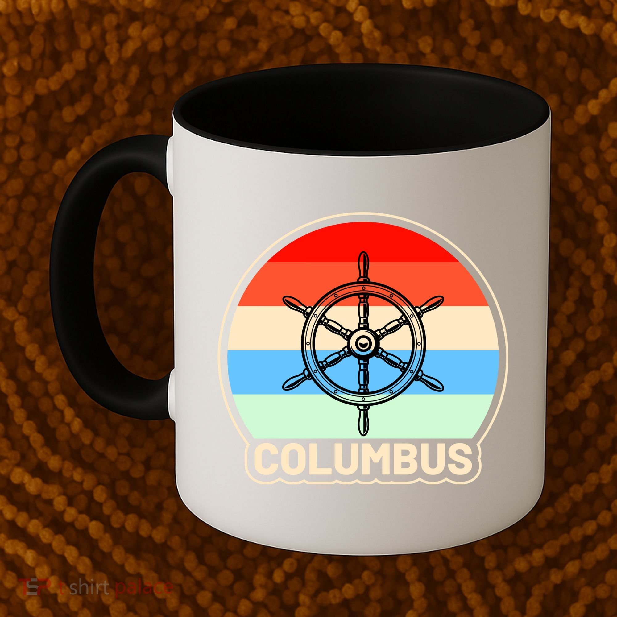 Retro Columbus Ship Wheel Coffee Mug