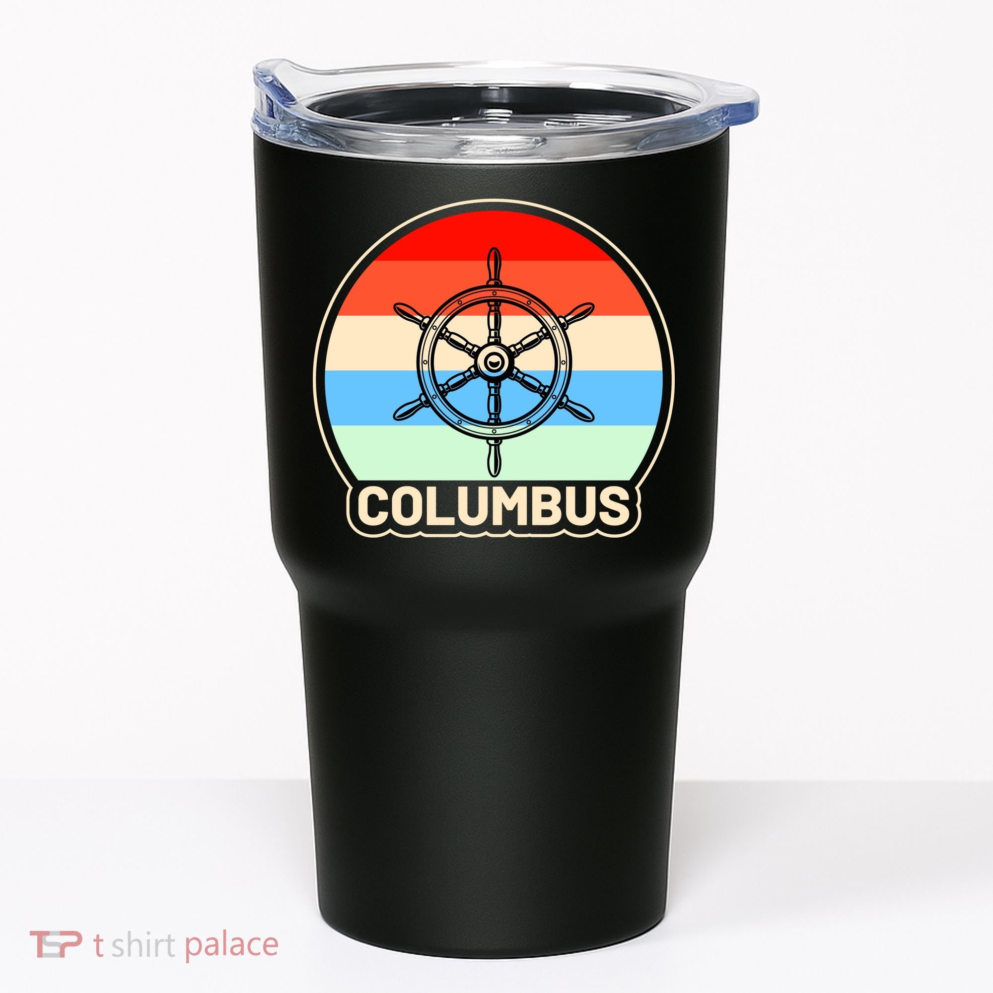 Retro Columbus Ship Wheel Tumbler