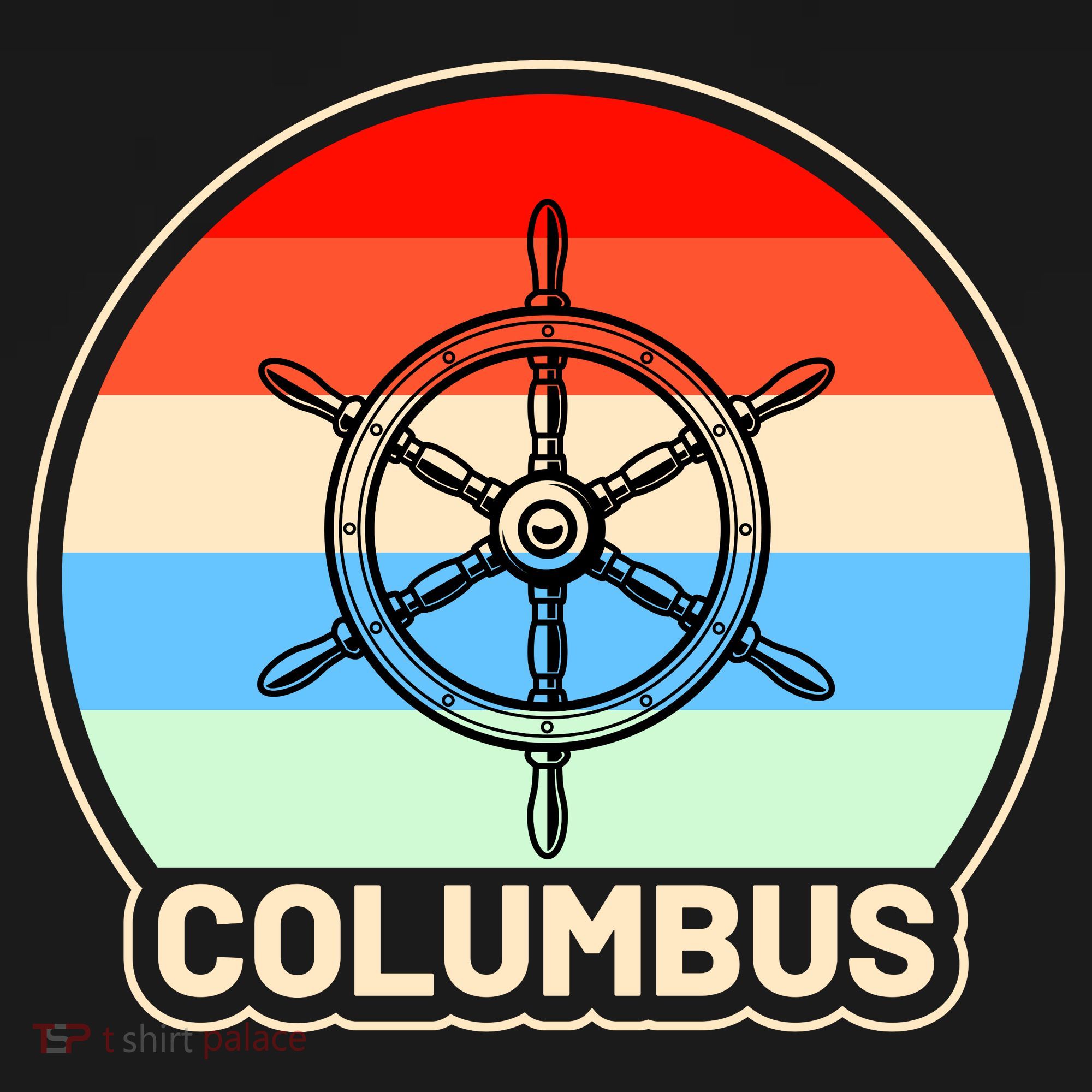 Retro Columbus Ship Wheel Ornament