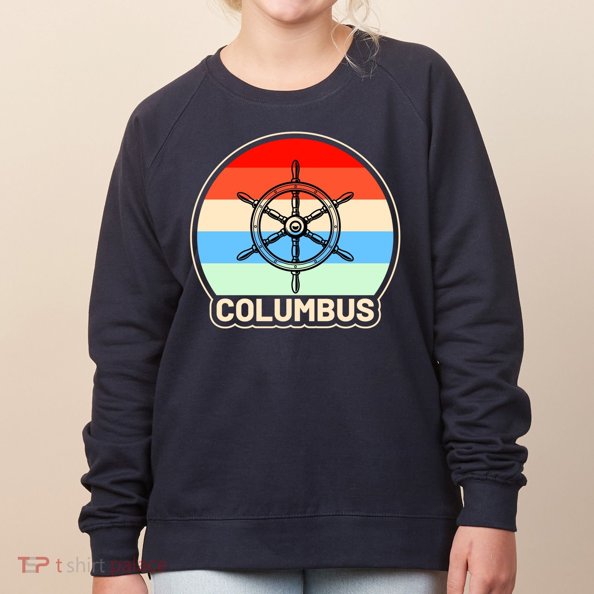 Retro Columbus Ship Wheel Women's Sweatshirt