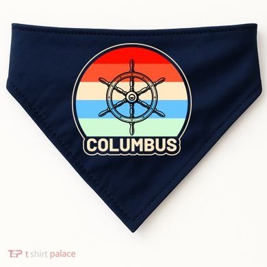 Retro Columbus Ship Wheel USA-Made Doggie Bandana