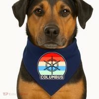 Retro Columbus Ship Wheel USA-Made Doggie Bandana thumb 1
