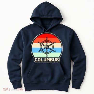 Retro Columbus Ship Wheel Hoodie